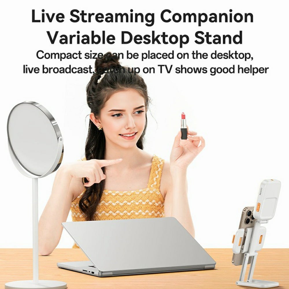Yesido - Desk Phone Holder (dh10) - With Beauty Refill Light, Adjustable, 1000mah, 4.7-7" - White - Image 4