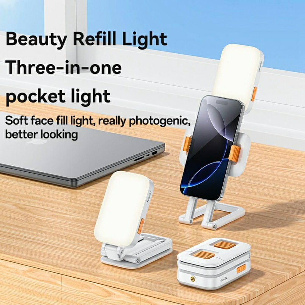 Yesido - Desk Phone Holder (dh10) - With Beauty Refill Light, Adjustable, 1000mah, 4.7-7" - White - Image 2