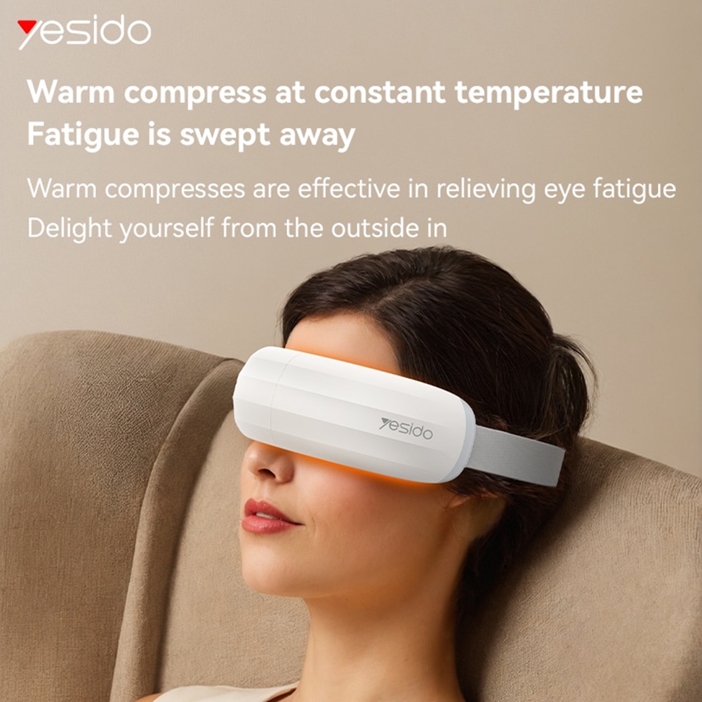 Yesido - Eye Massager (mg13) - Type-C, Rechargeable, Adjustable, 3-Level Temperature Adjustment, 600mah - White - Image 3