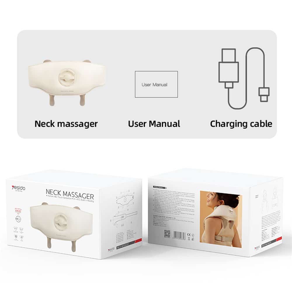 Yesido - Neck Massager (mg11) - Adjustable, 3 Versatile Massage Modes, Soothing Heat Therapy, 2400mah - Beige - Image 14