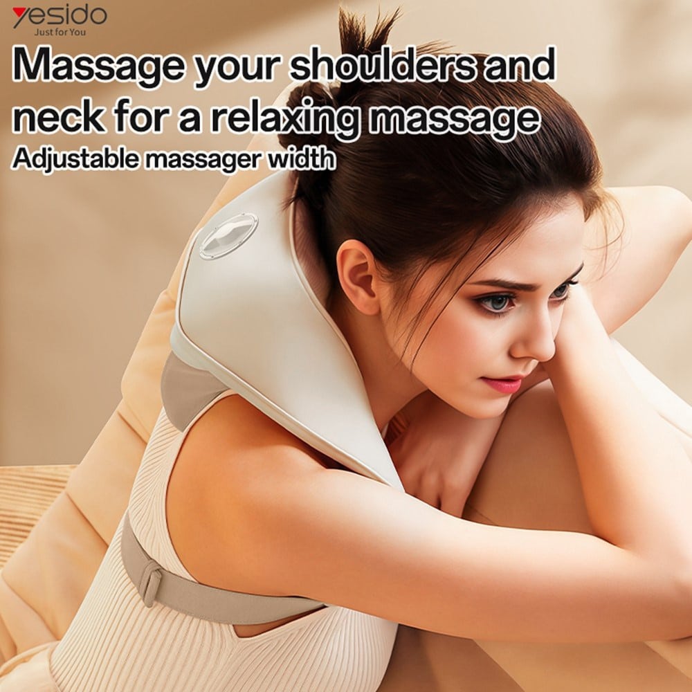 Yesido - Neck Massager (mg11) - Adjustable, 3 Versatile Massage Modes, Soothing Heat Therapy, 2400mah - Beige - Image 10