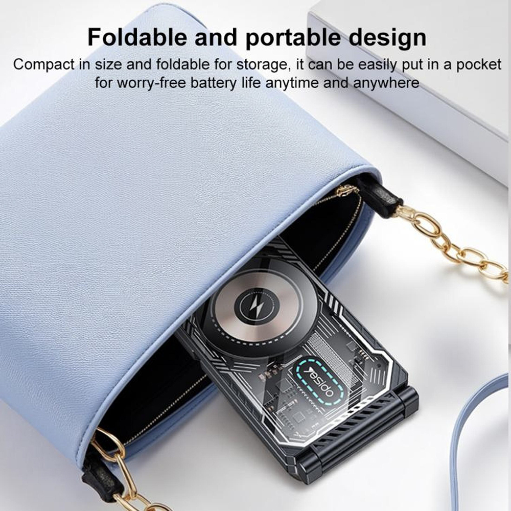 Yesido - Wireless Charging Station (ds25) - Magnetic Fast Charging, For Phone, Watch, Earbuds, Foldable, Stand, 15w - Black - Image 3