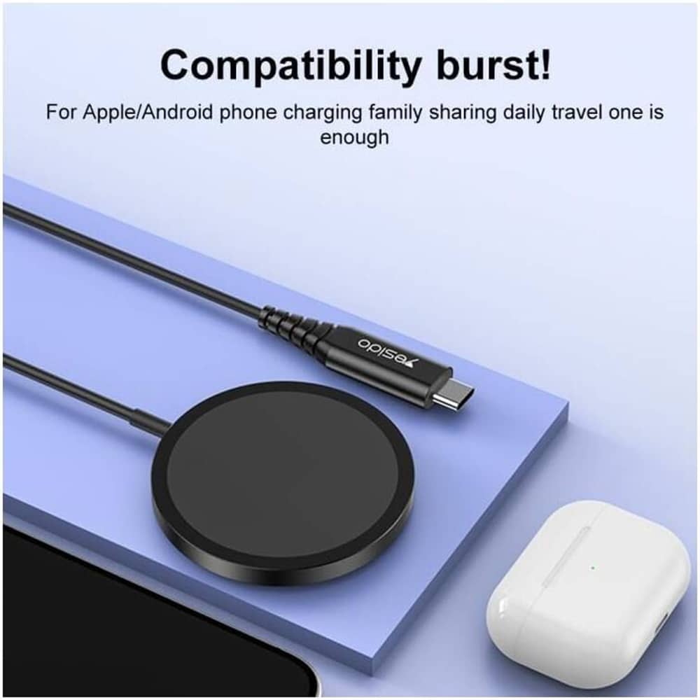 Yesido - Wireless Charging Station (ds21) - για iPhone, Fast Charging, N52 Magnets, Strong Adsorption, 15w, Type-C - Black - Image 4