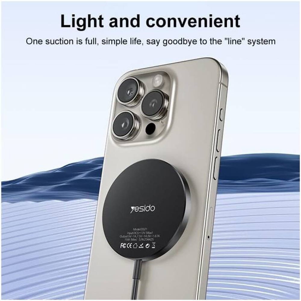 Yesido - Wireless Charging Station (ds21) - για iPhone, Fast Charging, N52 Magnets, Strong Adsorption, 15w, Type-C - Black - Image 5