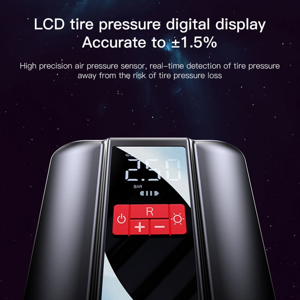 Yesido - Car Compressor (vc04) - 4000mah, 3-150psi, Led Screen - Black - Image 3