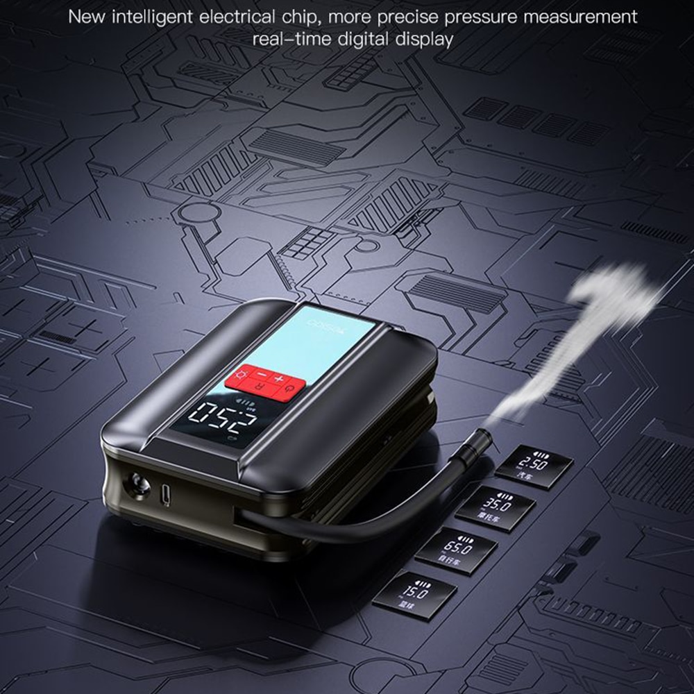 Yesido - Car Compressor (vc04) - 4000mah, 3-150psi, Led Screen - Black - Image 9