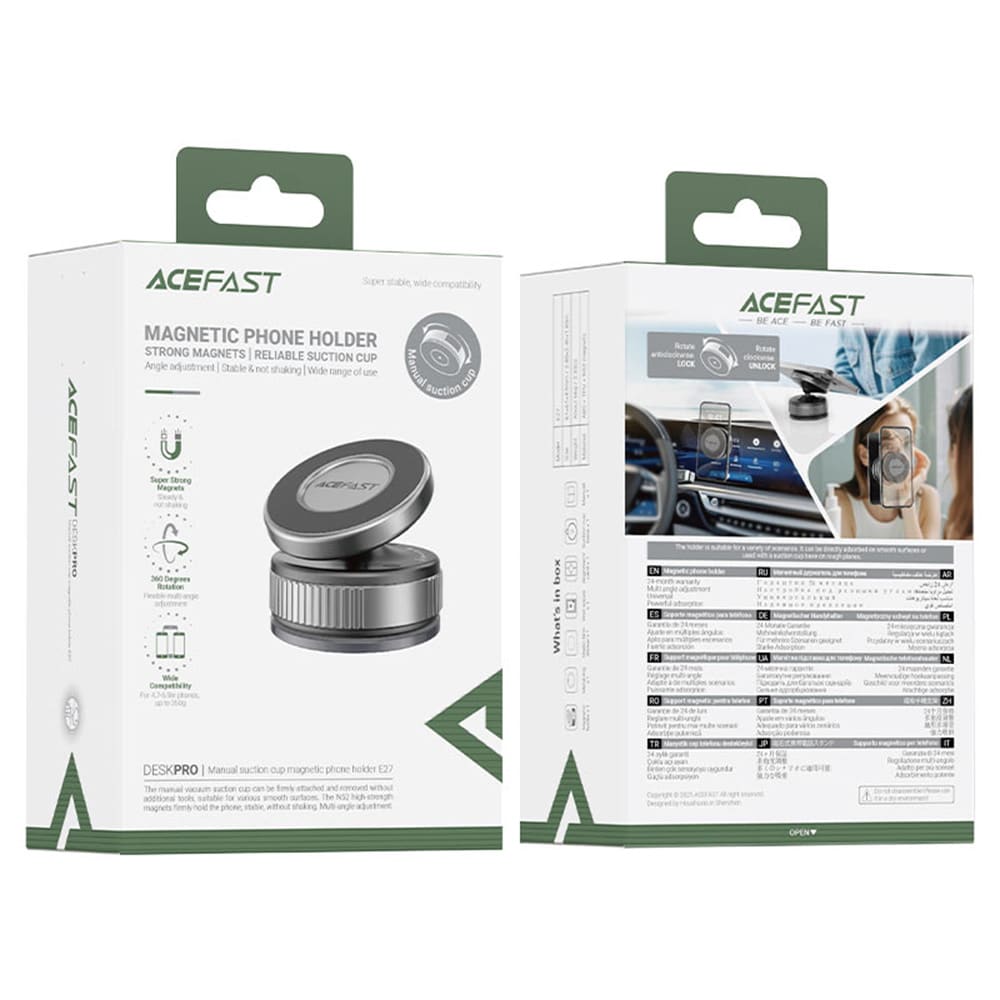 Acefast- Car Holder (e27) - Magnetic Grip, N52, For Dashboard, Multi-Angle Adjustment - Gray - Image 6