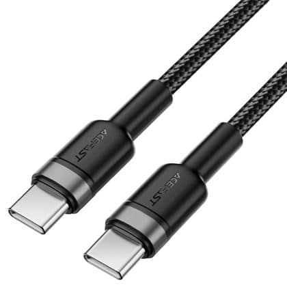 Acefast - Data Καλώδιο (c22-03) - Fast Charge, Type-C To Type-C, 60w, 3a, Nylon Braid, Fcc, Ce, Rohs, Eac, 1.2m - Black