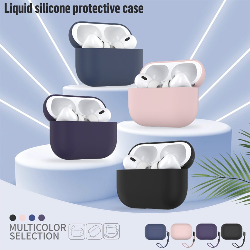 Blueo - Θήκη προστασίας από υγρή σιλικόνη - για AirPods Pro 2 - Μαύρη - Image 3