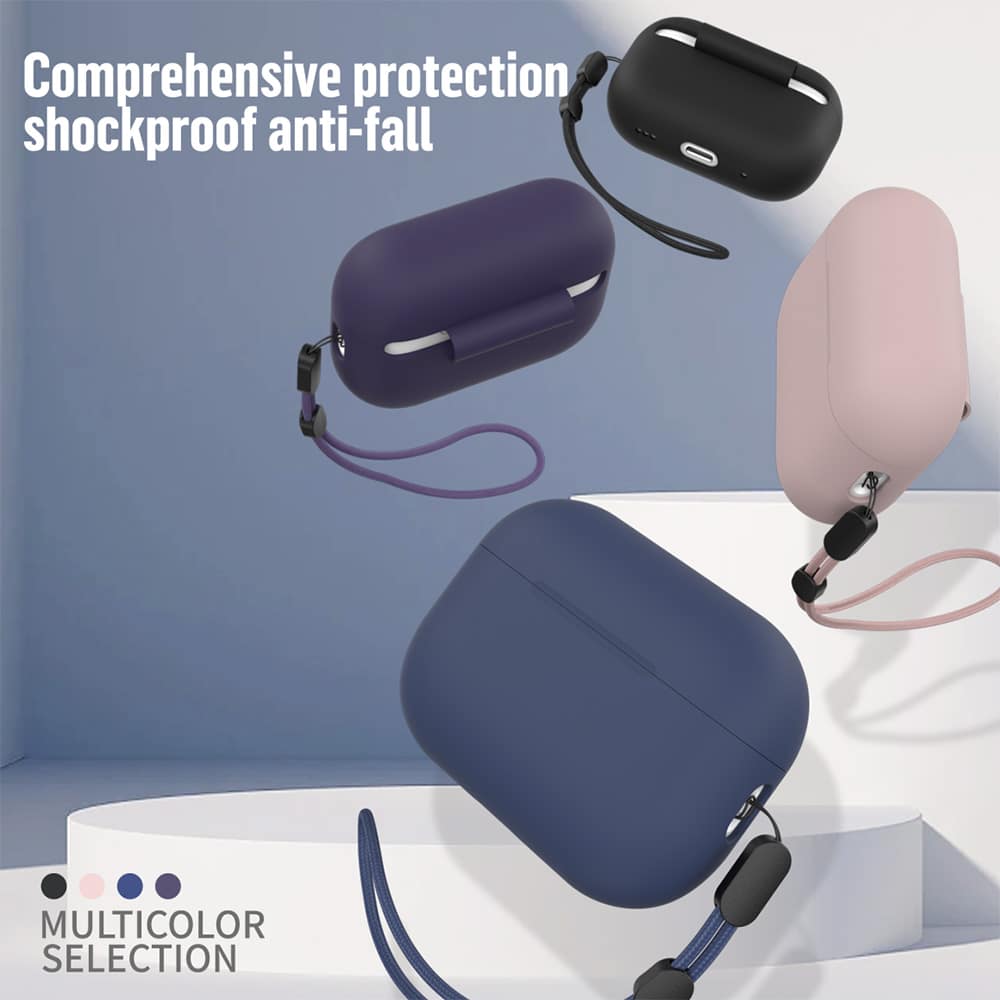 Blueo - Θήκη προστασίας από υγρή σιλικόνη - για AirPods Pro 2 - Μαύρη - Image 5