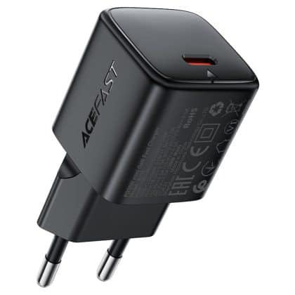 Acefast - Wall Charger (a118) - Gan Technology, Fast Charge, Pd30w, Mini Design, Single Usb-C Output - Black