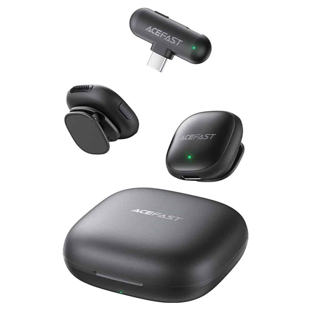 Acefast - Wireless Lavalier Microphones (r1) - Type-C, 360° Pickup Range, Noise Reduction, 750mah, Ultra-Low Latency - Black - Image 2