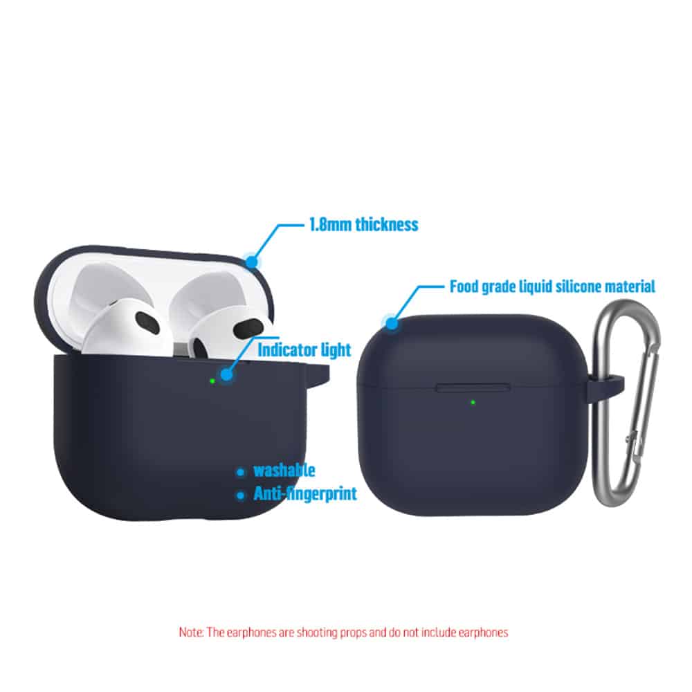Blueo - Θήκη προστασίας από υγρή σιλικόνη - για AirPods 3 - Γαλάζιο - Image 4