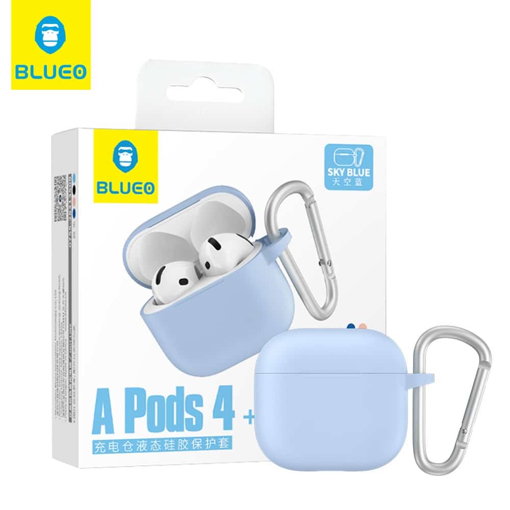 Blueo - Θήκη προστασίας από υγρή σιλικόνη - για AirPods 4 - Γαλάζιο - Image 3