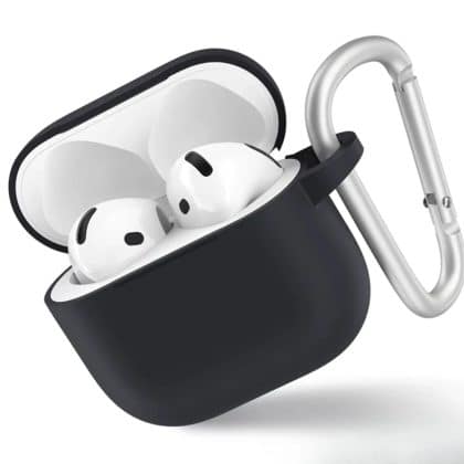Blueo - Θήκη προστασίας από υγρή σιλικόνη - για AirPods 4 - Μαύρη