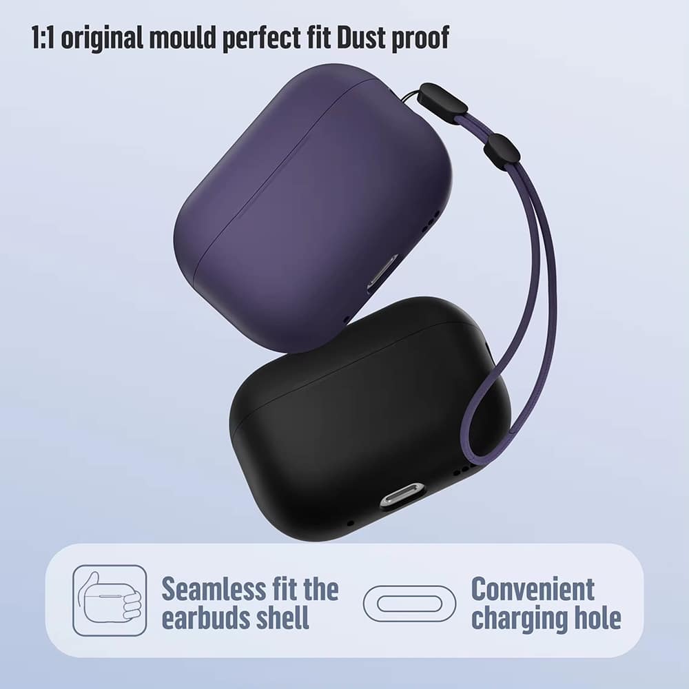 Blueo - Θήκη προστασίας από υγρή σιλικόνη - για AirPods Pro 2 - Μπλε σκούρο - Image 7