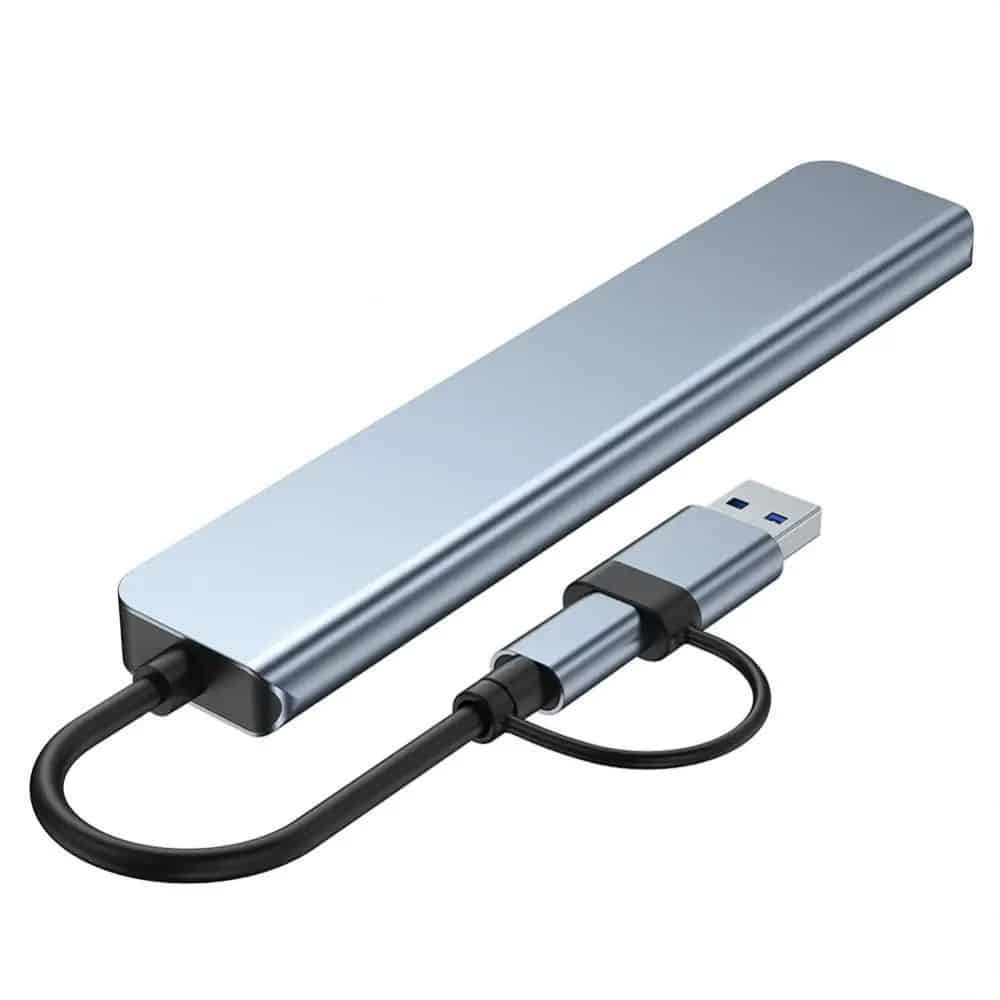 Techsuit - Σταθμός σύνδεσης DataBridge 7 σε 1 (H6) - USB, Type-C σε USB 3.0, 4x USB 2.0, 2x Type-C - Γκρι - Image 4