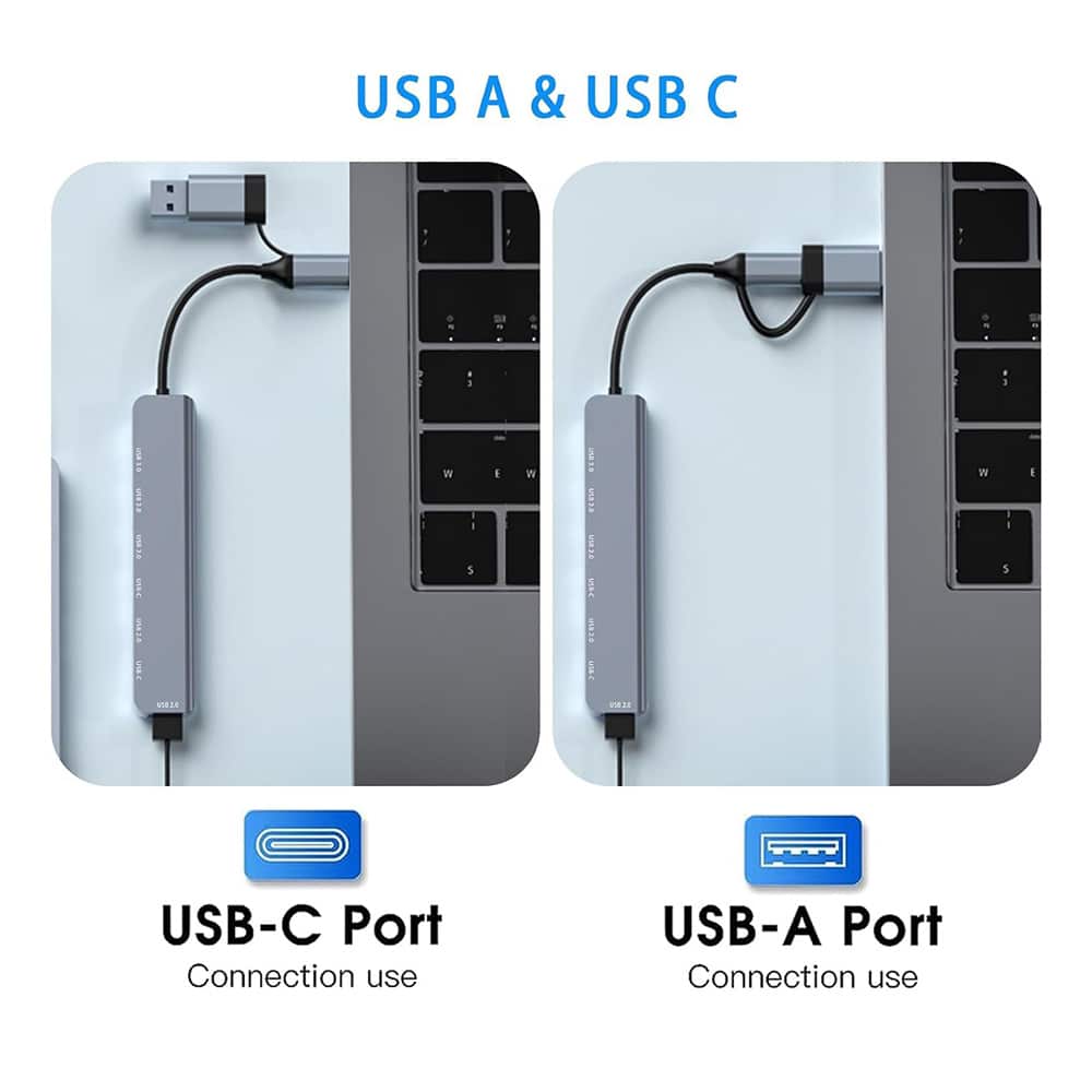 Techsuit - Σταθμός σύνδεσης DataBridge 7 σε 1 (H6) - USB, Type-C σε USB 3.0, 4x USB 2.0, 2x Type-C - Γκρι - Image 5