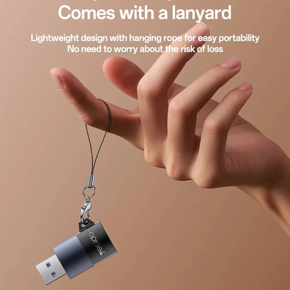 Yesido - Card Reader (gs36) - USB, High-Speed, Aluminum Alloy, Support 1tb, Plug And Play, Tf Card - Black - Image 4