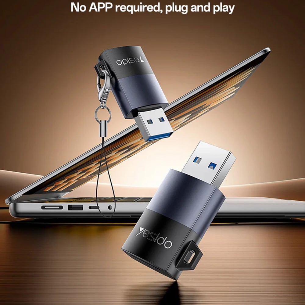 Yesido - Card Reader (gs36) - USB, High-Speed, Aluminum Alloy, Support 1tb, Plug And Play, Tf Card - Black - Image 3