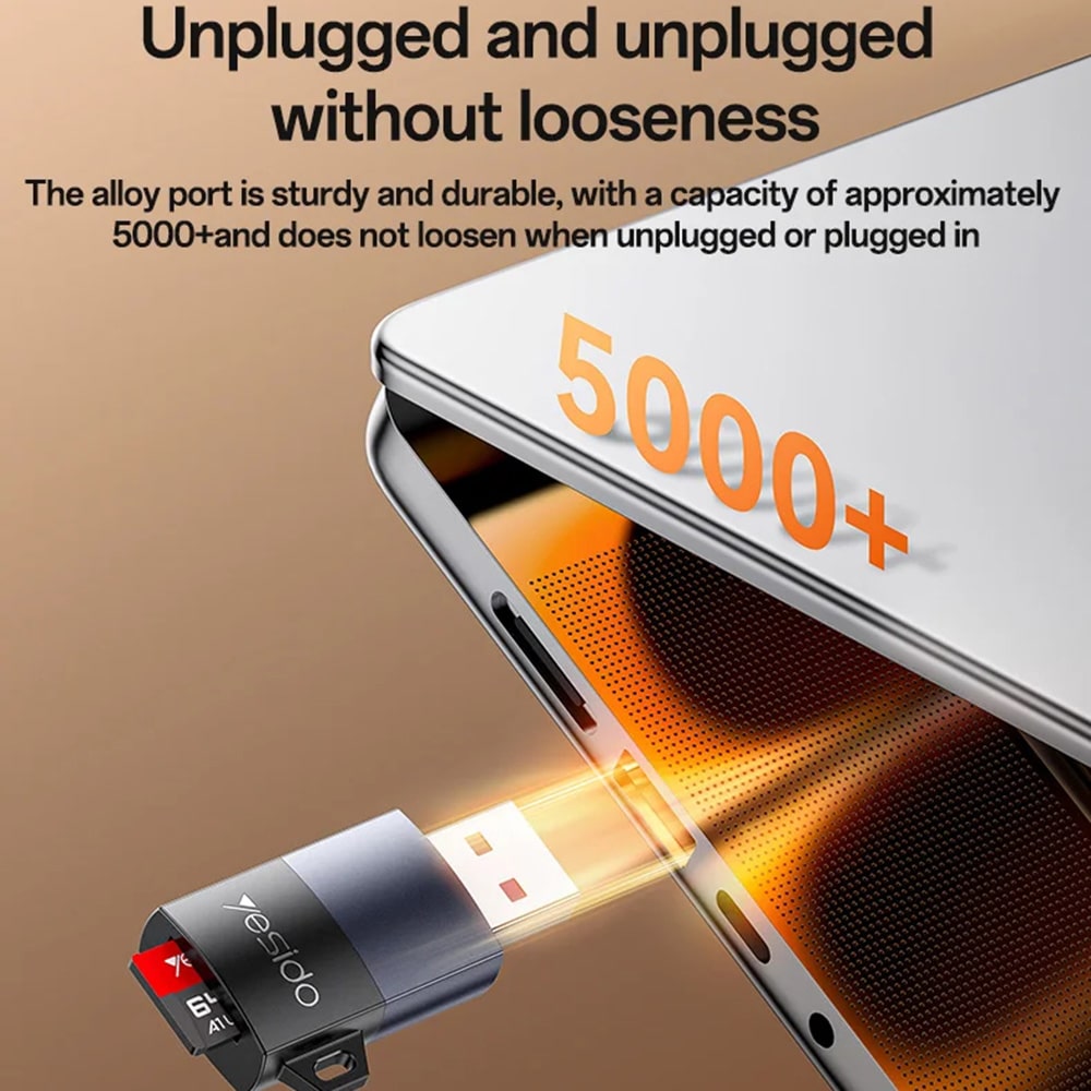Yesido - Card Reader (gs36) - USB, High-Speed, Aluminum Alloy, Support 1tb, Plug And Play, Tf Card - Black - Image 5
