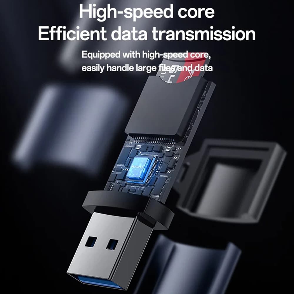 Yesido - Card Reader (gs36) - USB, High-Speed, Aluminum Alloy, Support 1tb, Plug And Play, Tf Card - Black - Image 2