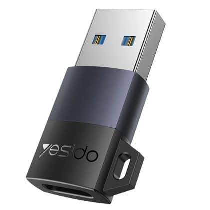 Yesido - Αντάπτορας Otg (gs34) - USB3.0 Αρσενικό Σε Type-C Θηλυκό, 18w, Αλουμινίου - Γκρί