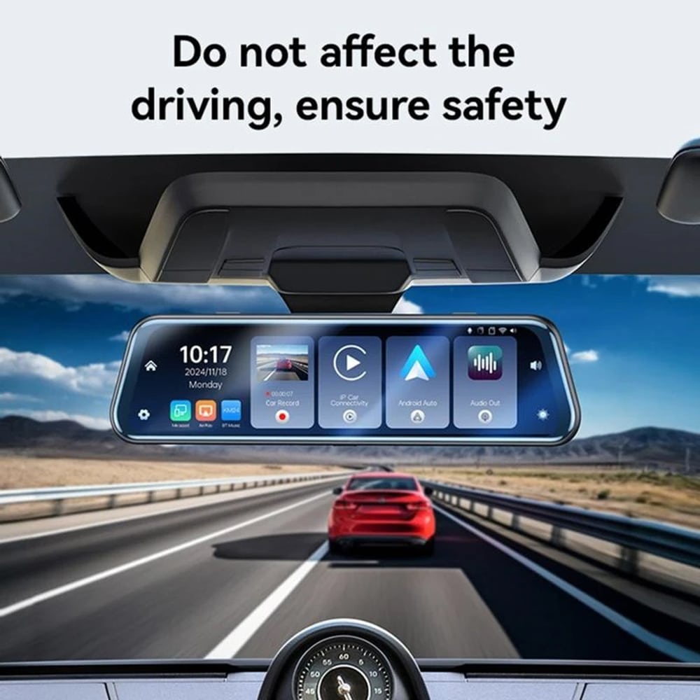 Yesido - Rearview Mirror With Dash Cam (km24) - Carplay, Android Auto, Airplay, Bt5.2, Adjustable Camera - Black - Image 5
