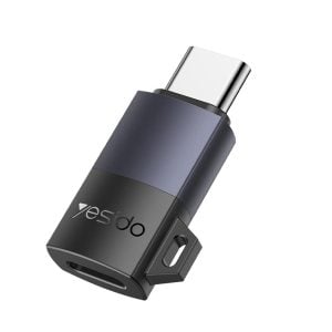 Lightning σε Type-C – Yesido - Αντάπτορας Otg (gs28) - Lightning Σε Type-C, 60w, Γρήγορη Φόρτιση, 480mpb/s, Αλουμίνιο, Plug&play - Γκρί