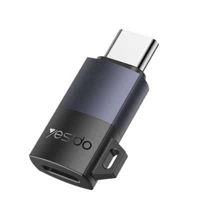 Yesido - Αντάπτορας Otg (gs28) - Lightning Σε Type-C, 60w, Γρήγορη Φόρτιση, 480mpb/s, Αλουμίνιο, Plug&play - Γκρί