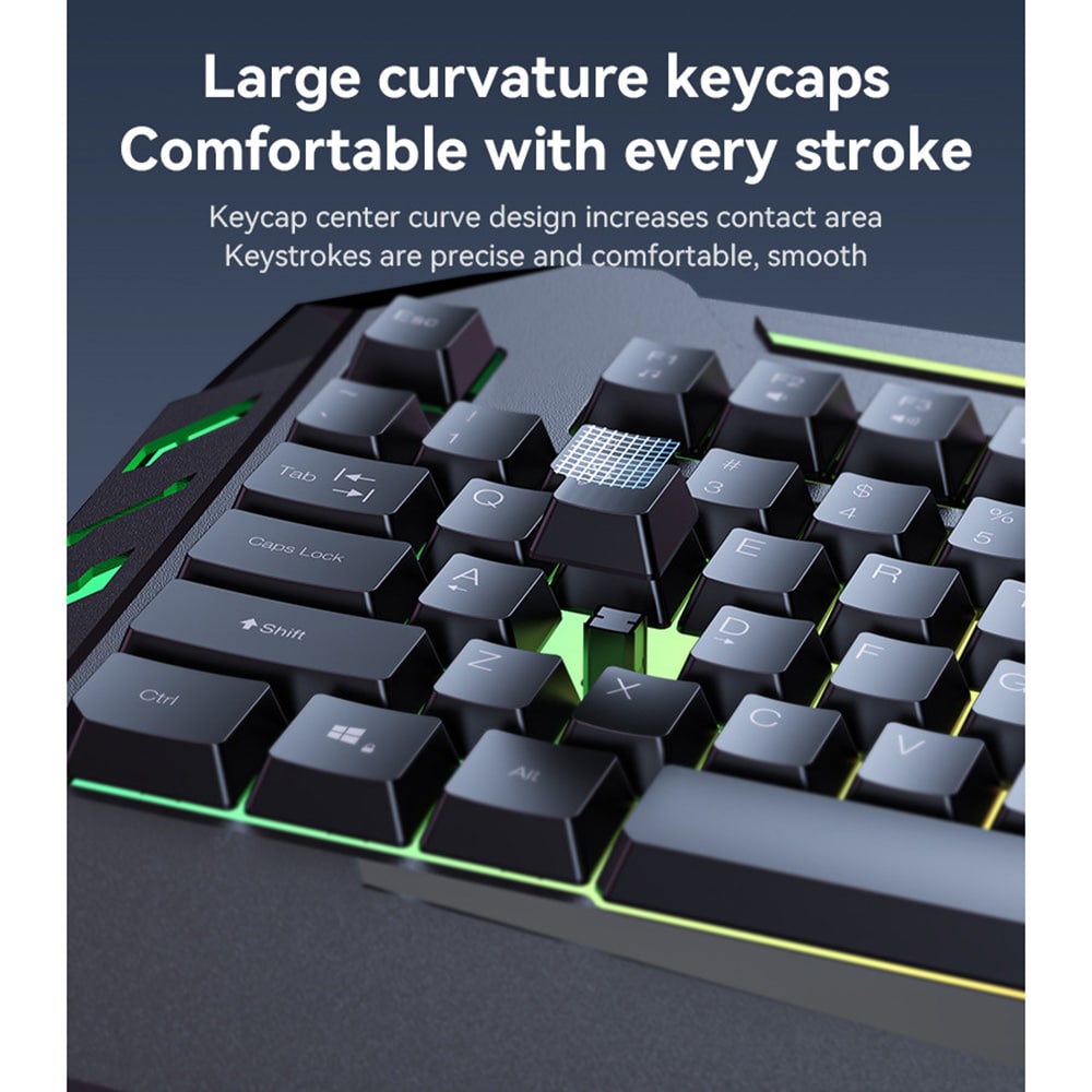 Yesido - Wireless Keyboard (kb21) - For Gaming, Mechanical, Wired, With Rgb Light, 104 Full-Key Layout, 1.5m - Black - Image 5