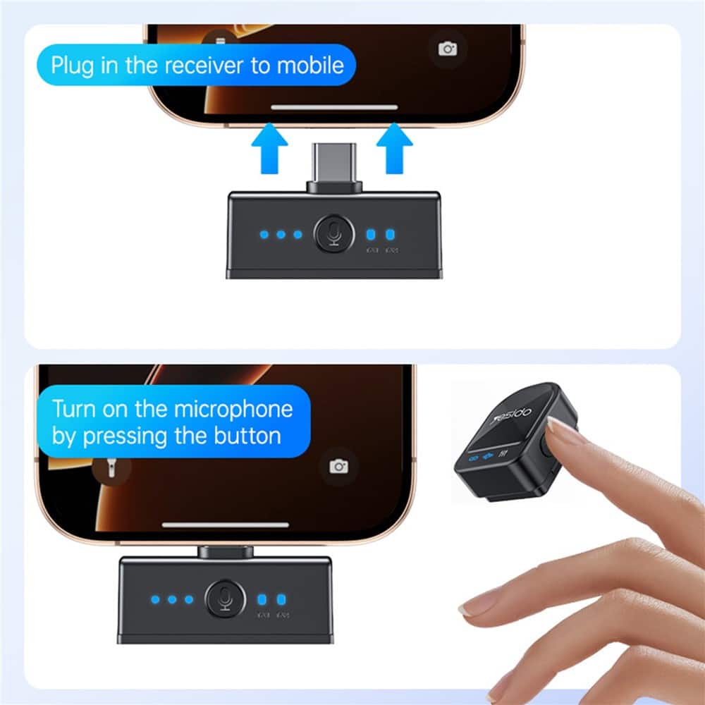 Yesido - Lavalier Microphone 2in1 (kr19) - Magnetic Button, Cd-Quality Audio, 360° Omnidirectional, 600mah, 2.4ghz - Black - Image 11