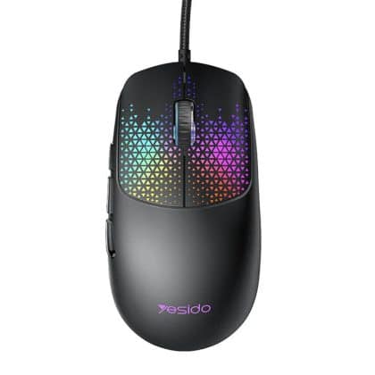 Yesido - Ενσύρματος Gaming Mouse (kb32) - USB, Plug&play, Εξαιρετικά Ελαφρύ Σχέδιο, Rgb Φωτισμός, 7200dpi - Μαύρος