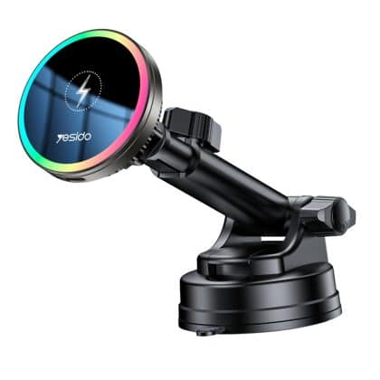 Yesido - Car Holder With Wireless Charging (c315) - For Air Outlet/dashboard, Magnetic, Intelligent Management, 15w - Black