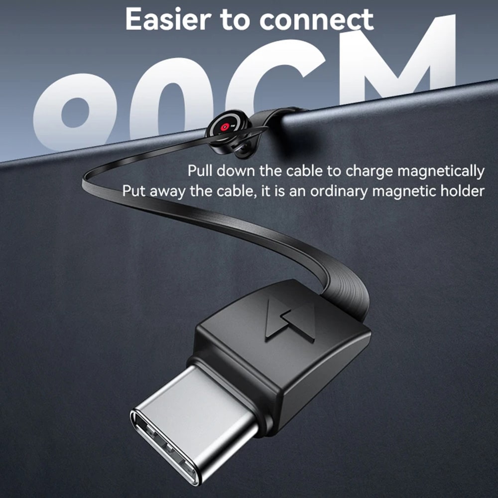 Yesido - Car Holder With Wireless Charging (c314) - For Dashboard, With Retractable Καλώδιο, Type-C, N52 Magnets, 15w - Black - Image 6