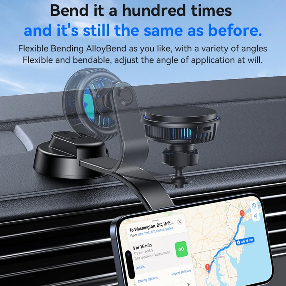 Yesido - Car Holder With Wireless Charging (c311) - For Dash, Semiconductor, Powerful Cooling, 2x Ambient Lights, 15w - Black - Image 4