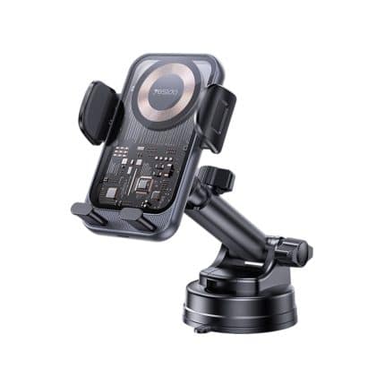 Yesido - Car Holder With Wireless Charging (c307) - For Dasboard, Electric Lock, Transparent Design, Smart Chip, 15w - Black