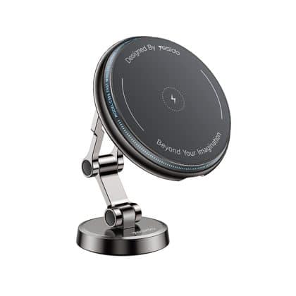 Yesido - Car Holder With Wireless Charging (c306) - For Dashboard, Three Axis Support, Anti Shake, Zinc Alloy, 15w - Black