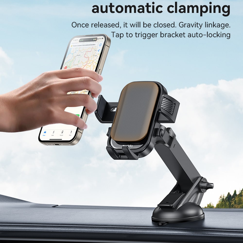 Yesido - Car Holder (c267) - For Dashboard/windshield, 360, With Telescopic Clamp Arm, Easy Extending Clip, Non-Slip - Black - Image 3