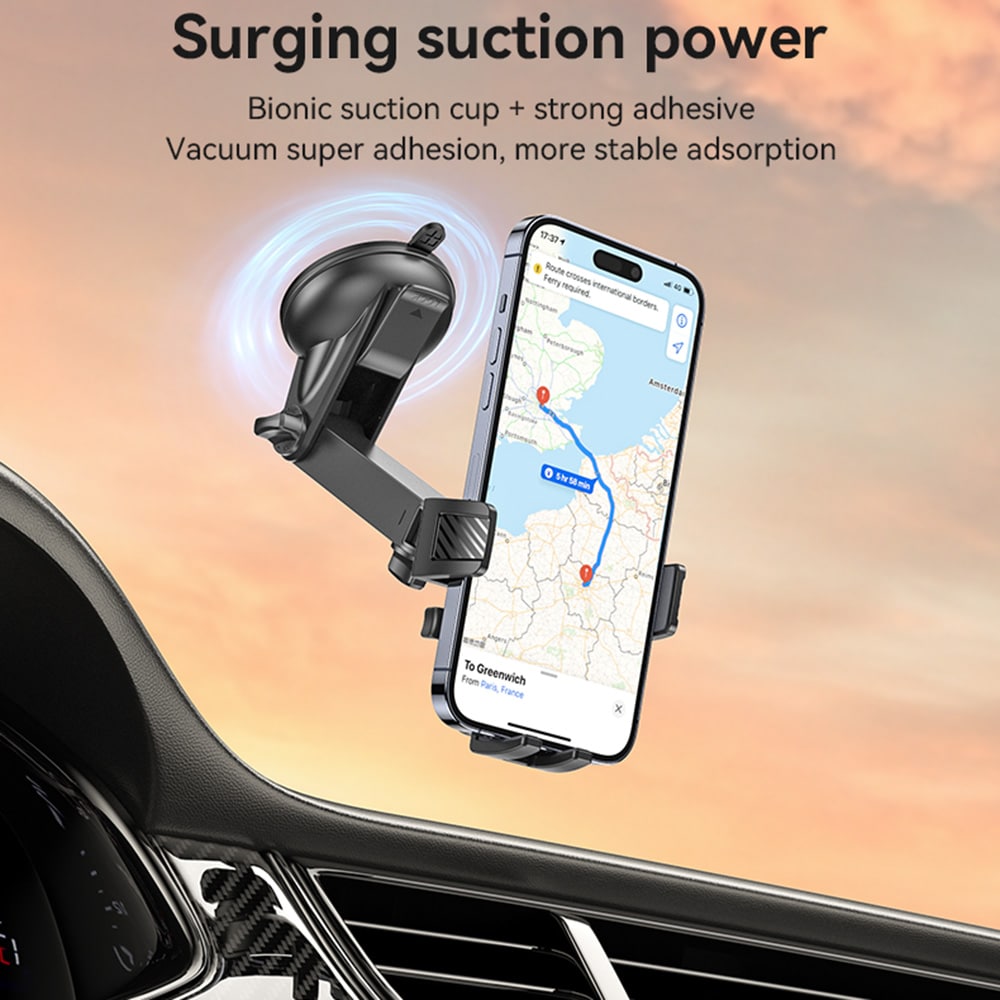 Yesido - Car Holder (c267) - For Dashboard/windshield, 360, With Telescopic Clamp Arm, Easy Extending Clip, Non-Slip - Black - Image 2