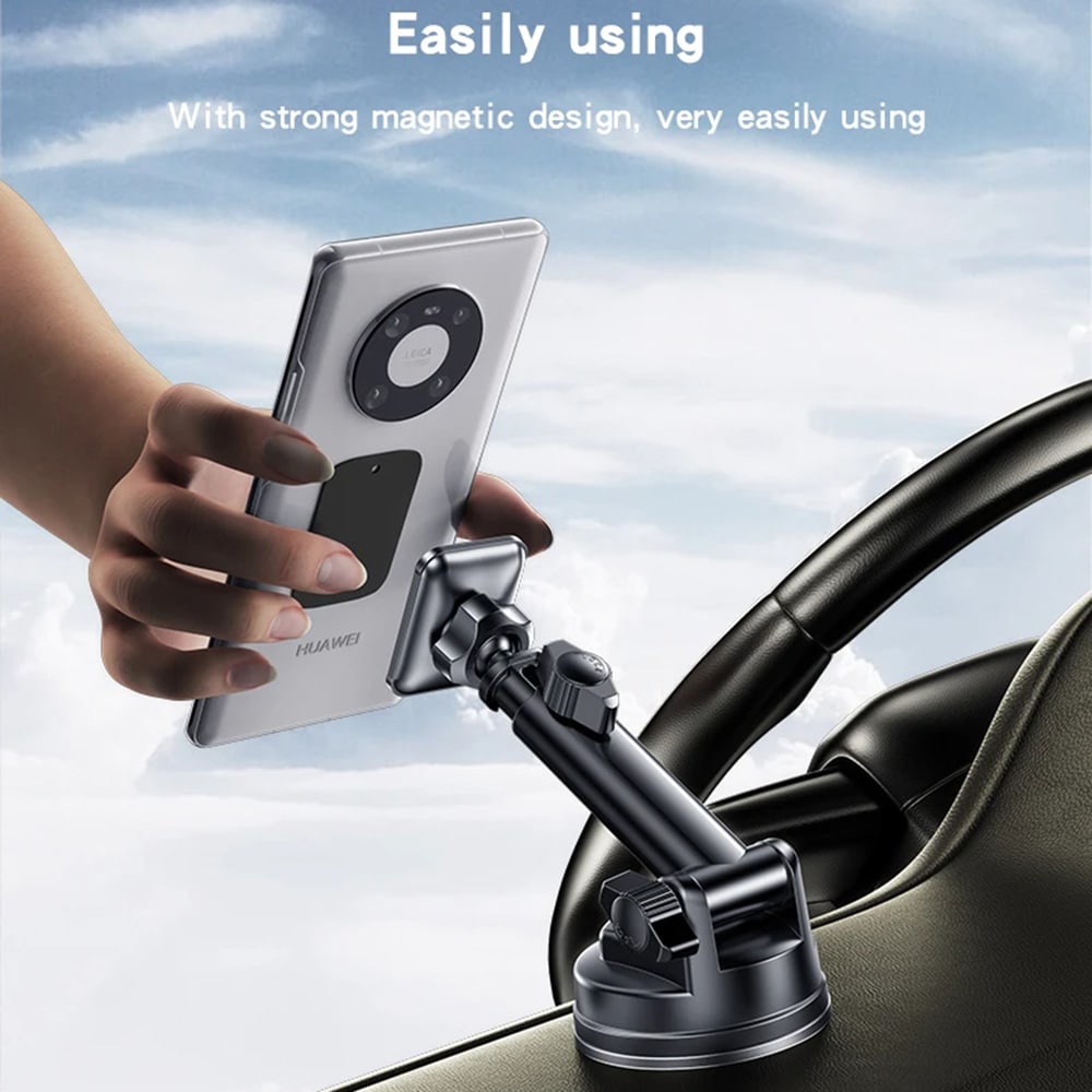 Yesido - Car Holder (c263) - Magnetic, For Dashboard/windshield, 360°, Telescopic Clamp Arm, Universal - Black - Image 4