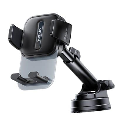 Yesido - Car Holder (c261) - For Dashboard/windshield, 360°, Anti-Slip, Transparent Panel, Telescopic Arm, Auto Clip - Black