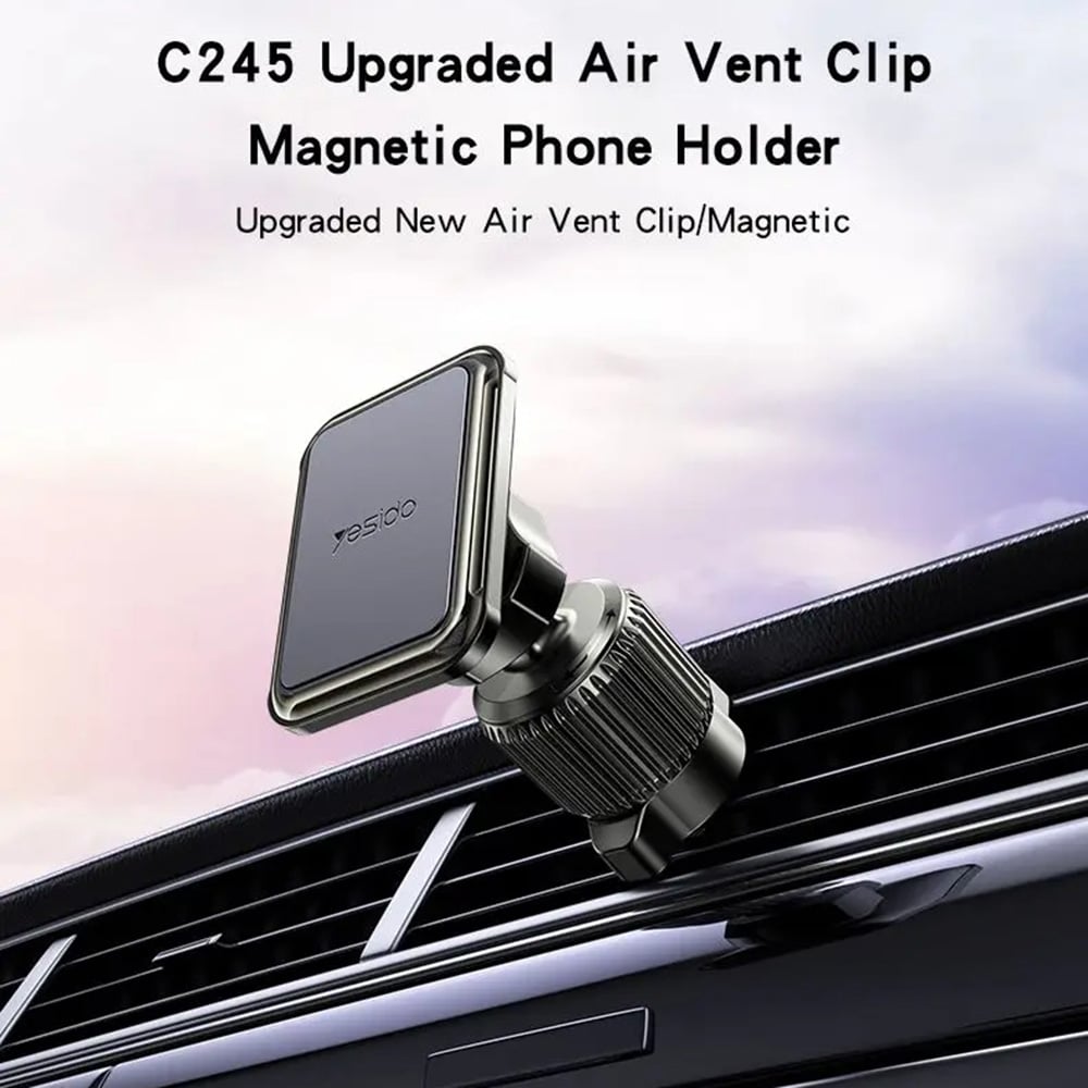 Yesido - Car Holder (c245) - Magnetic, For Air Vent, Upgraded Clip, Free Rotating Angle - Black - Image 2