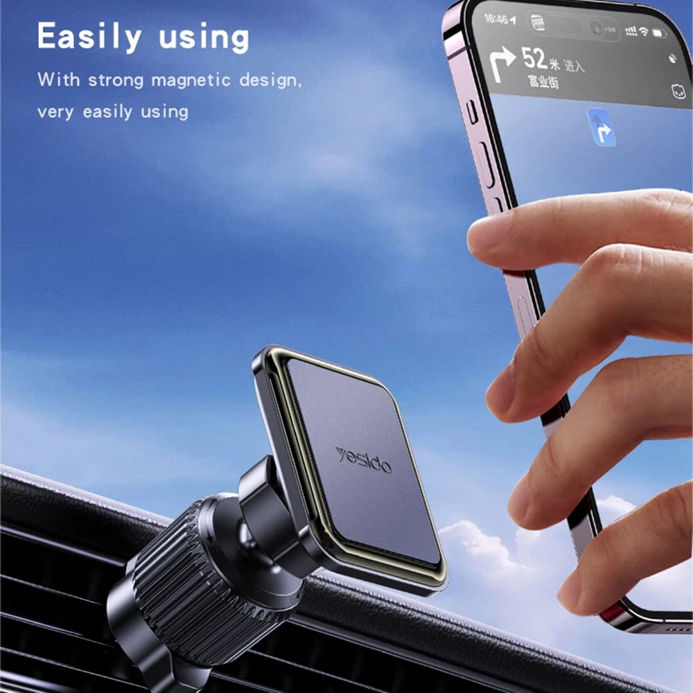 Yesido - Car Holder (c245) - Magnetic, For Air Vent, Upgraded Clip, Free Rotating Angle - Black - Image 3