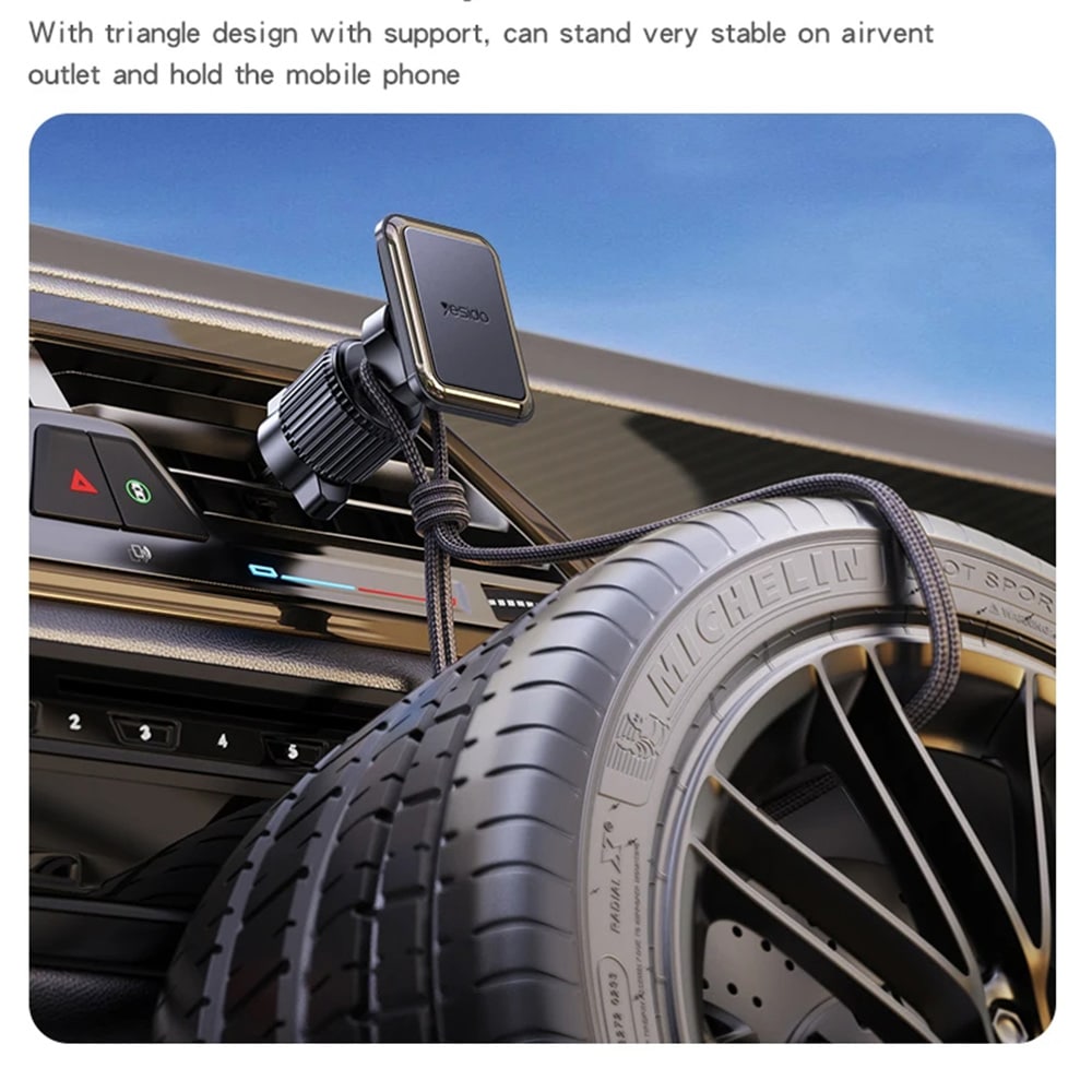Yesido - Car Holder (c245) - Magnetic, For Air Vent, Upgraded Clip, Free Rotating Angle - Black - Image 4