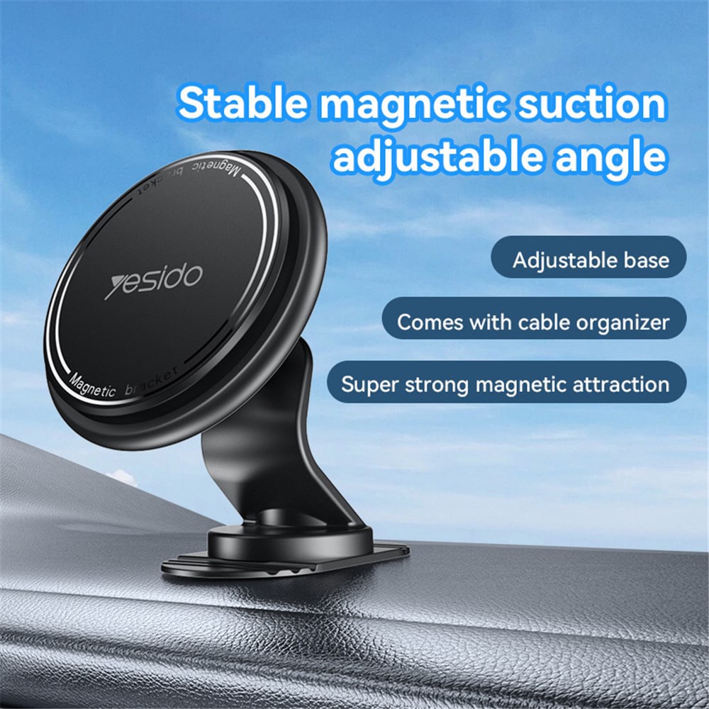 Yesido - Car Holder (c220) - Magnetic, For Air Vent, With Built-In Καλώδιο Organizer, Flexible Angle - Black - Image 2