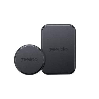 Yesido - (2 Τεμάχια) Μεταλλική Πλάκα (c207) - Στρογγυλά + Ορθογώνια Σχήματα, Δερματίνη, Εξαιρετική Συμβατότητα - Μαύρη
