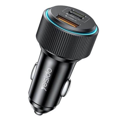 Yesido - Car Charger (y60) - Καλώδιο Type-C To Lightning Included, Lightning/usb-A/usb-C Ports, 38w, Fast Charging - Black