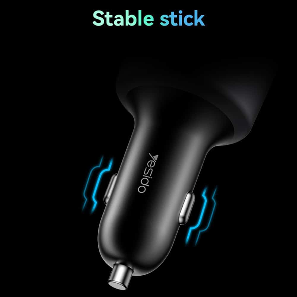 Yesido - Car Charger (y59) - 2x Type-C, USB-A, 200w, Fast Charging, Multi Protection, Built-In Colorful Light - Black - Image 8