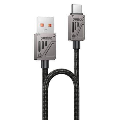 Yesido - Data Καλώδιο (ca135c) - USB To Type-C, Fast Charging, Qc18w, 3a, 480mbps, Carplay Compatible, Zinc Alloy, 1.2m - Black